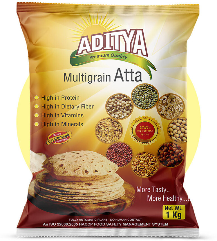 AE, ADITYA Premium Multigrain Atta, High in Protein and Fiber(1 kg)