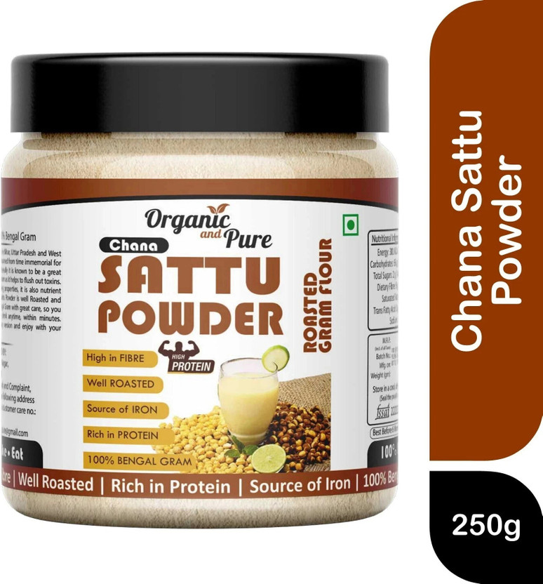 Organic and Pure Chana Sattu Powder Chana Ka Sattu Roasted Channa Weight Protein Muscle (Jar)(0.25 kg)