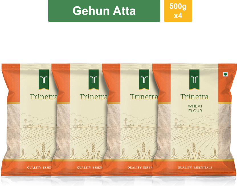 Trinetra Best Quality Gehun Atta (Wheat Flour)-500gm (Pack Of 4)(2 kg, Pack of 4)