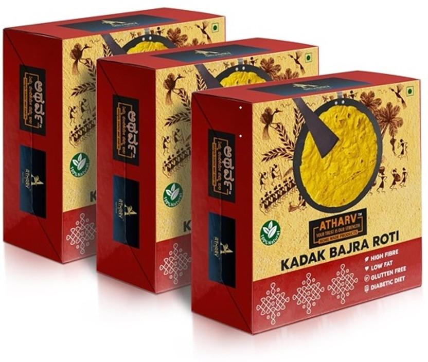 ATHARV Khadak Sajje Rotti (Bajra Roti - Ready to eat(750 g, Pack of 3)