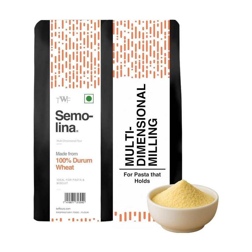 TWF Durum Wheat Semolina Flour | For Pizza Dusting, Pasta, Gnocchi | Sooji (Golden)(500 g)