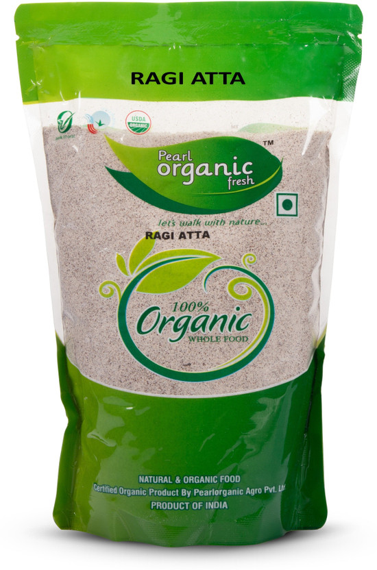 Pearl Organic Fresh Ragi Atta | Stone-Ground Finger Millet Flour | Calcium & Fibre Rich(500 g)
