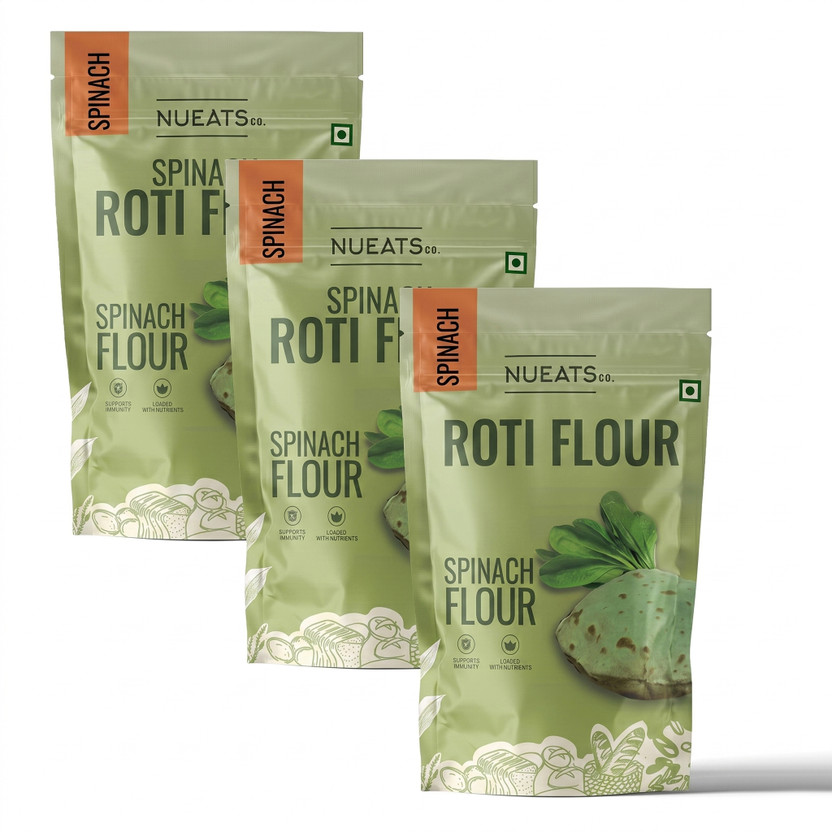 NUEATS CO. Spinach Roti Flour Palak Atta High Fiber Nutrient Rich Flour Pack of 3(400 g, Pack of 3)