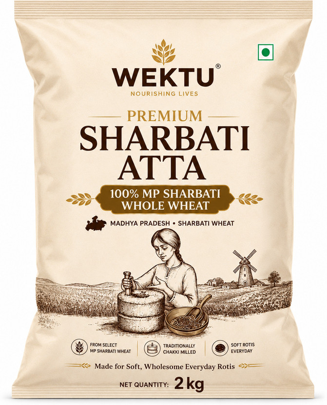 WEKTU Premium Sharbati Whole Wheat Atta(2 kg)