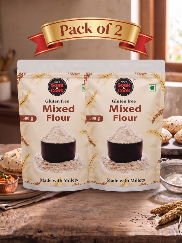 Ayus Ayus Soak & cook Multi Millet Atta / Mixed Millet Flour (Gluten-Free, High Fiber, Natural)- 500g(500 g, Pack of 2) - Flipkart Deal
