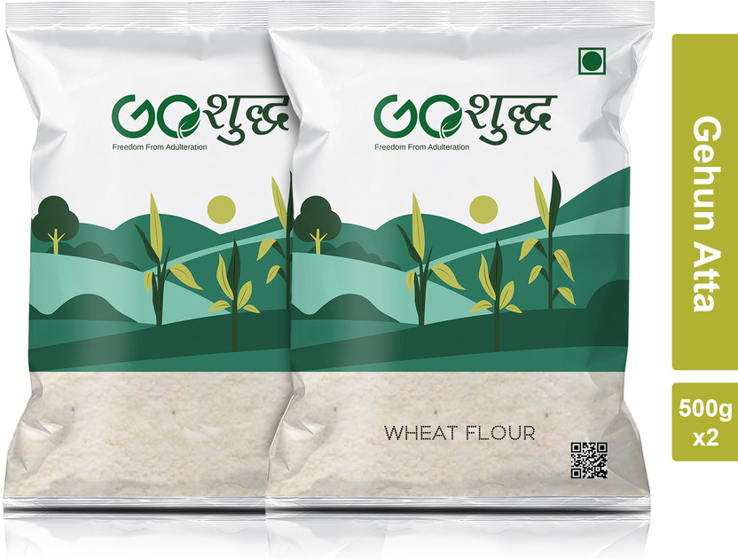 Goshudh Premium Quality Gehun Atta (Wheat Flour)-500gm(1 kg, Pack of 2)