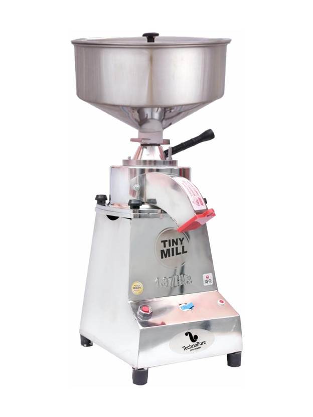 TechnoPure 8-15 Kg/Hour Automatic Light Weight Small Domestic Flour Mill Machine for Home Smart Gharghanti Atta Chakki 1.25HP Motor with 100% Copper Wire (Tiny Mill 125) Flourmill