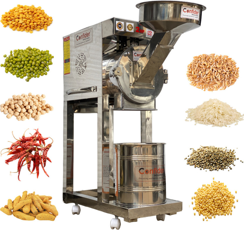 Confider 2 HP 2 in 1 Pulverizer | 2HP Atta Chakki Price | Stainless Steel Wheat Mill | Atta Ki Chakki | Masala Grinder Machine | 1500 W Home Pulveriser Flourmill