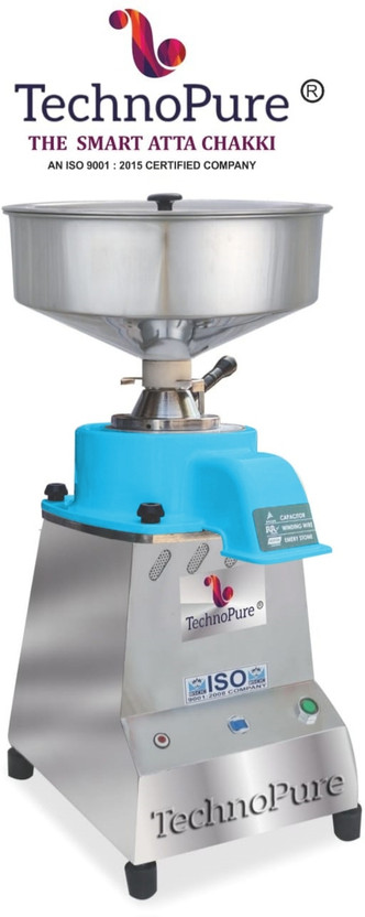 TechnoPure Automatic Domestic Flour Mill Machine for Home, Gharghanti Smart Atta Chakki 1.50HP Single Phase Motor with 100% Copper Wire Winding, 8-18 Kg/Hour Flourmill