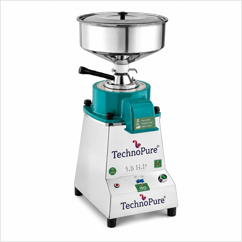 TechnoPure Automatic Domestic Flour Mill Machine for Home, Gharghanti Smart Atta Chakki 1.50 HP Single Phase Motor, 8-18 Kg/Hour Flourmill