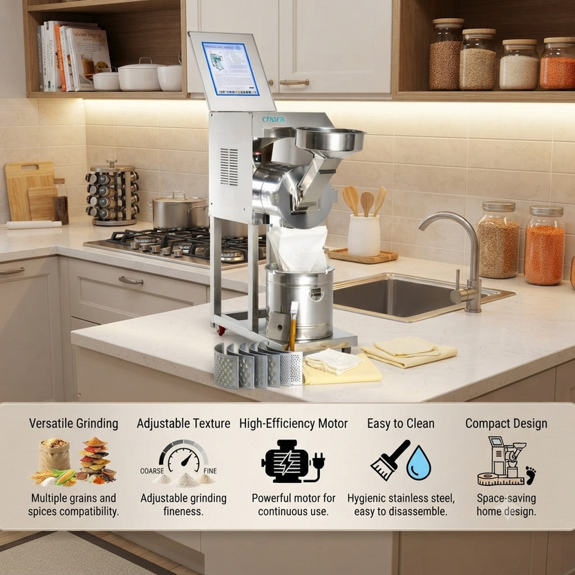 Cinura Atta Chakki Domestic gharghanti commercial Atta Chakki Machine For Business use 2 HP Fully Automatic S.S. Pulveriser Flour mill Flourmill