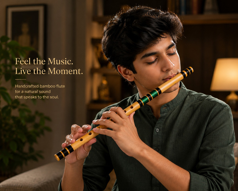 IBDA Flutes E Scale Bamboo Bansuri 15.5 inch for Professional / Learner / Beginner Bamboo Flute(39 cm)
