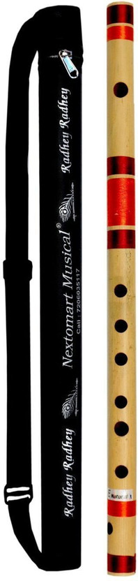 NEXTOMART Beginner Flute E Natural Medium 7 Hole Bamboo Bansuri with Free Flute Carry Bag Bamboo Flute(38 cm)
