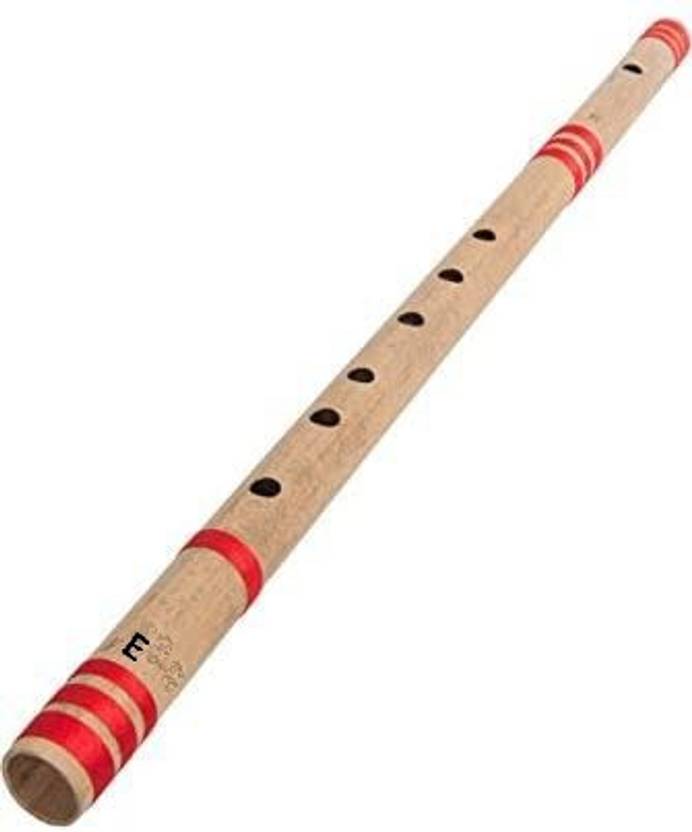 Gold Rush E Natural Base Scale Professional Bamboo Flute (Bansuri) 30.5 Inch Size Bamboo Flute