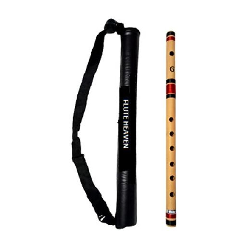 HEAVEN Flute G Scale Middle Size 17 inch Red & Black Threading For Beginners Bamboo Flute(45 cm)