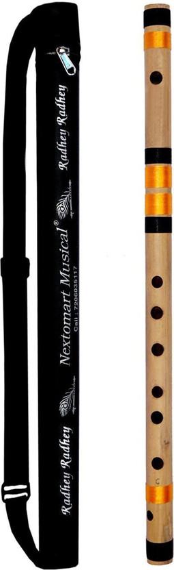 NEXTOMART Musical Flutes Bamboo Flutes C Natural 7 Hole Right Hand Bansuri Size 19 Inch With Free Carry Bag Bamboo Flute(49 cm)
