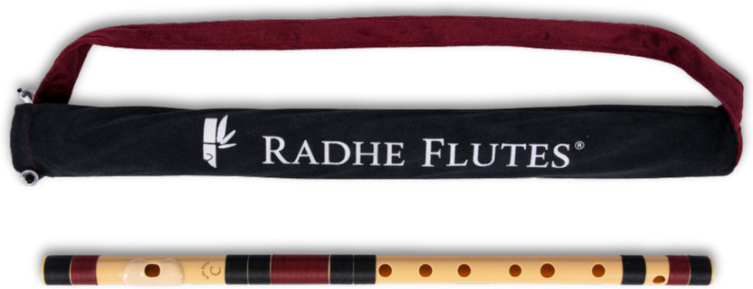 Radhe Flutes C Natural Bansuri Right Hand Middle Octave With Velvet Cover PVC Black & Maroon PVC Flute(53 cm)