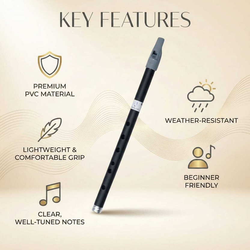 Venunaad Practice for Beginners with Smooth Clear Tone | Lightweight Straight Design PVC Flute(38.5 cm)