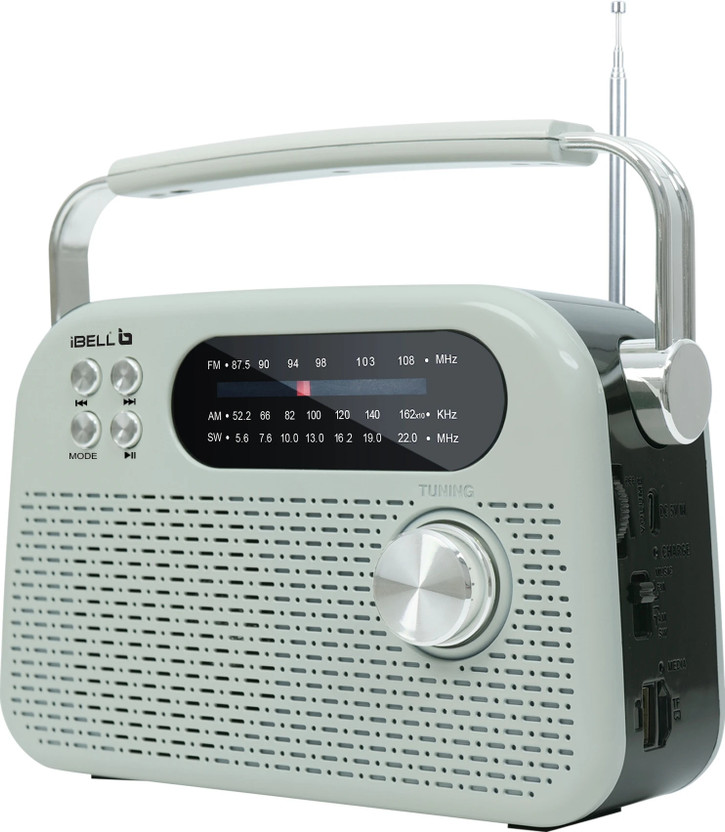 iBELL FM730BT Portable FM Radio with Bluetooth Speaker,USB, SD Slot, MP3 Player,3 Band FM Radio(White)