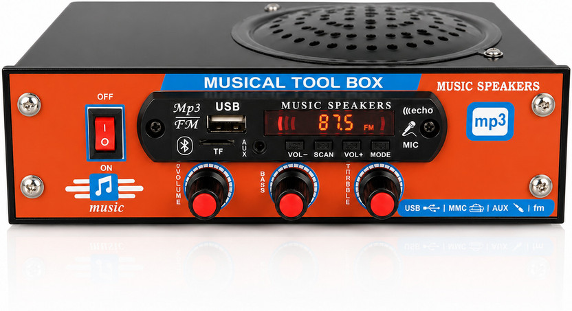ain Bluetooth FM USB/SDCard,Aux Input,Remote with Volume,Bass and Treble controller 80 W AV Power Amplifier(Multicolor)