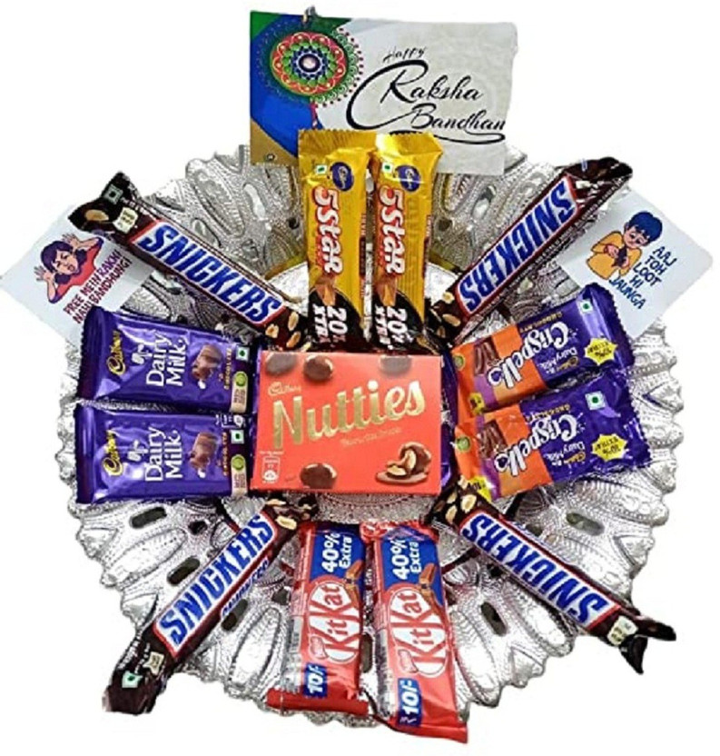 happybasketbysimran Raksha Bandhan gift hamper for brother, sister with chocolates and rakhi tag Combo(1)
