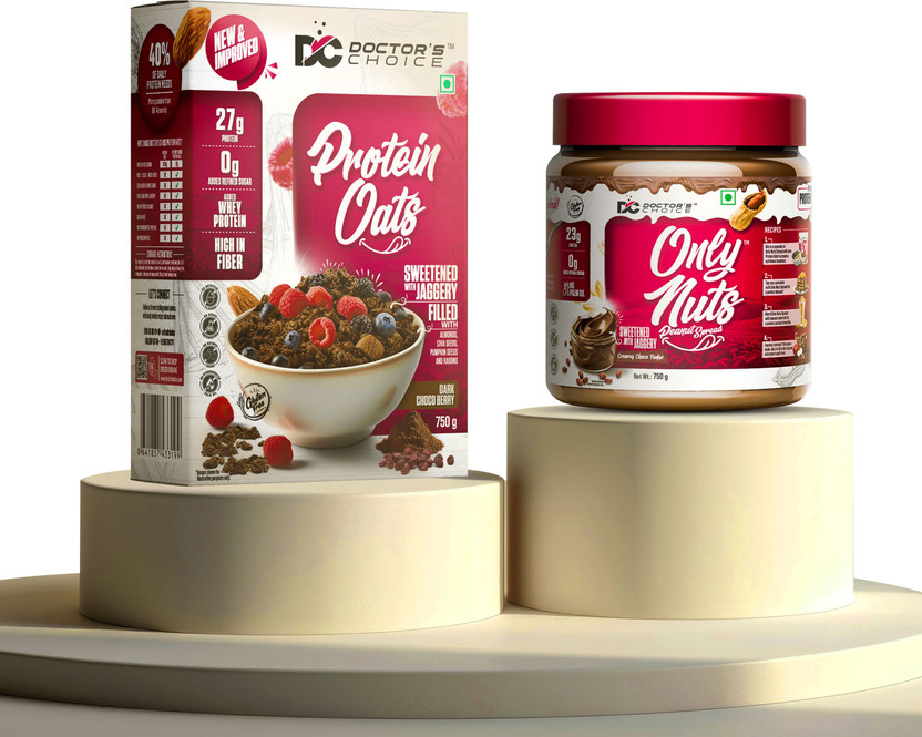 DOCTOR'S CHOICE High Protein Chocolate Oats750g + Chocolate Peanut Butter Creamy 750g Combo(Pack Of 1)