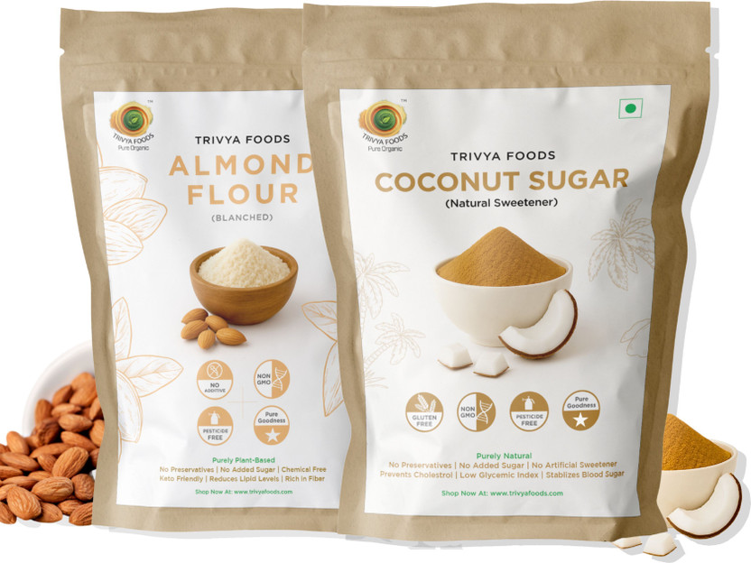 TRIVYA FOODS Coconut Powder and Almond powder Combo(2)