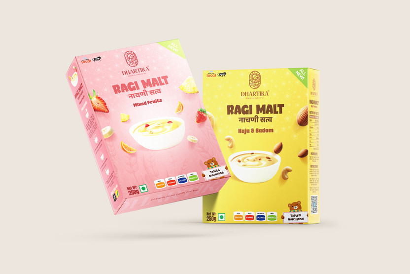Dhartika Ragi Malt Combo – Mixed Fruits & Kaju Badam Nachni Satva 250g x2 Combo(250, 250)