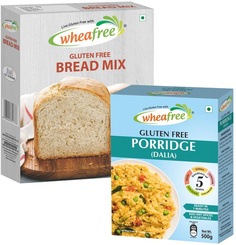 wheafree wheafree Gluten Free Bread Mix (1Kg) + Gluten Free Porridge/Dalia Mix (500gm) Combo Pack Combo(Bread Mix: 1KG, Porridge/Dalia: 500g) - Flipkart Deal