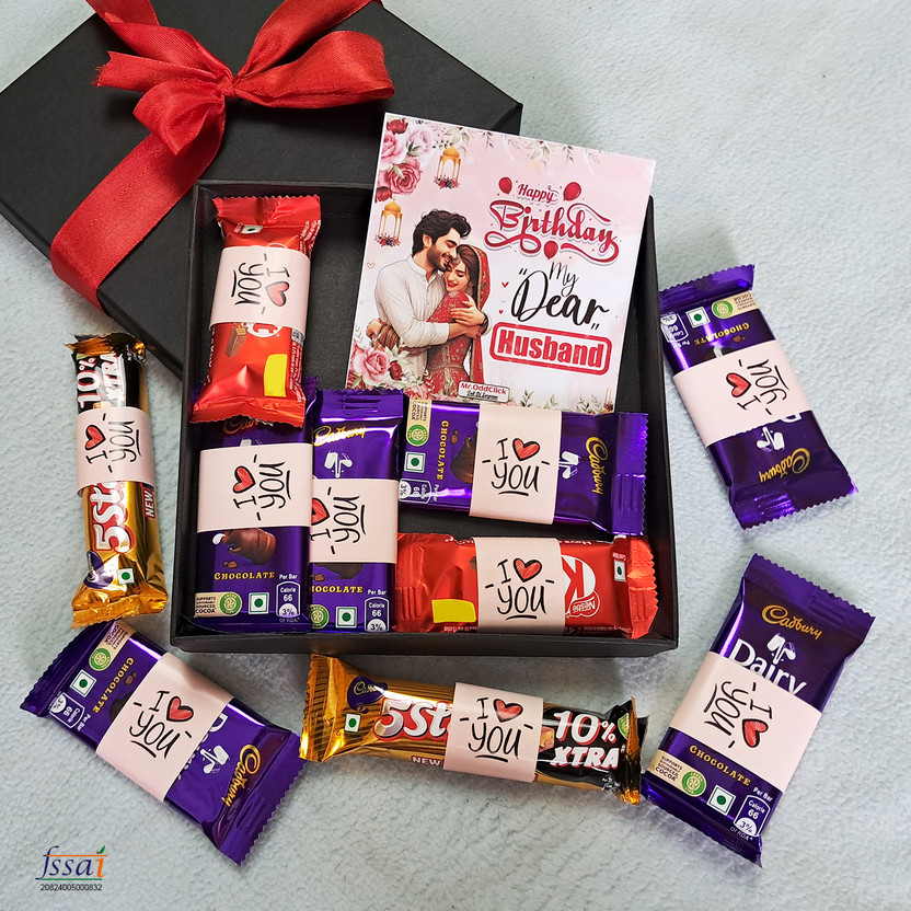 OddClick Unique Happy Birthday My Dear Husband Chocolate Gifts Box Combo Pack Combo(6 Dairy Milk Chocolate, 2 Five Star Chocolate, 2 Kit Kat Chocolate ( All I Love You Wrapped), 1 Love You Forever and Ever Wishes Card)