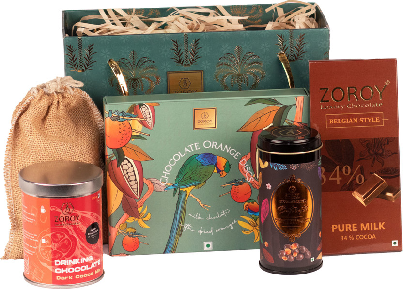 Zoroy Luxury Chocolate Palms basket Small Festive Gift Combo For Diwali Corporate Birthday Hamper Combo(1000 Gms)