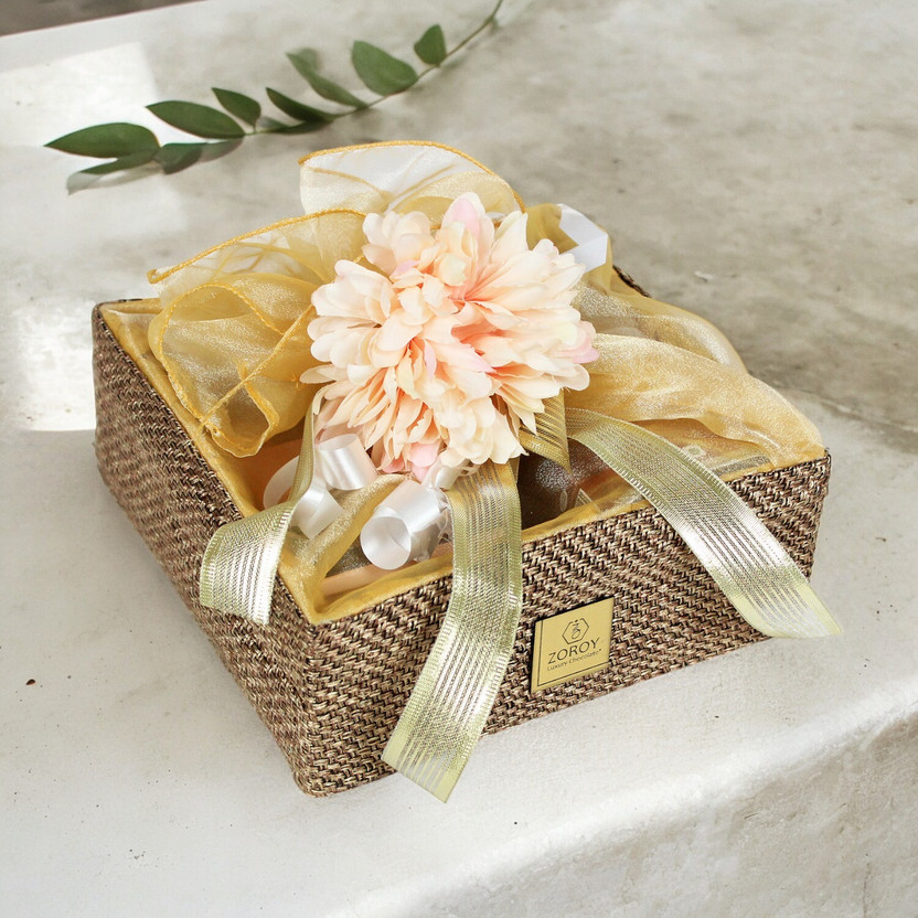 Zoroy Luxury Chocolate Rakhi Contemporary Jute Hamper Medium|Cookies,Chocolate Bar | Diwali Corporate Combo(1)