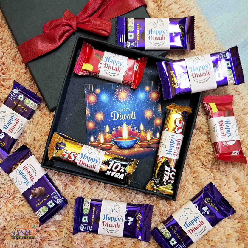OddClick happy diwali gift chocolate diwali gift hamper box Combo(6 Dairy Milk Chocolate, 2 Five Star Chocolate, 2 Kit Kat Chocolate ( All Happy Diwali Wrapped), 2 Happy Diwali Wishes Card)