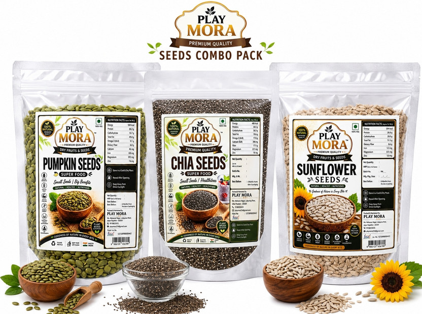 Play Play Mora Chia + Sunflower + Pumpkin Seeds Combo 450g Combo(Pumpkin Seeds-150g, Chia Seeds-150g, Sunflower Seeds-150g) - Flipkart Deal