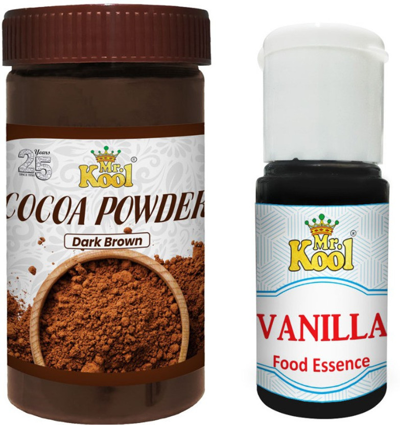 Mr.Kool Dark Brown Cocoa Powder 100gm and Food Essence Vanilla 20ml.Pack of 2 Combo(100gm, 20ml)