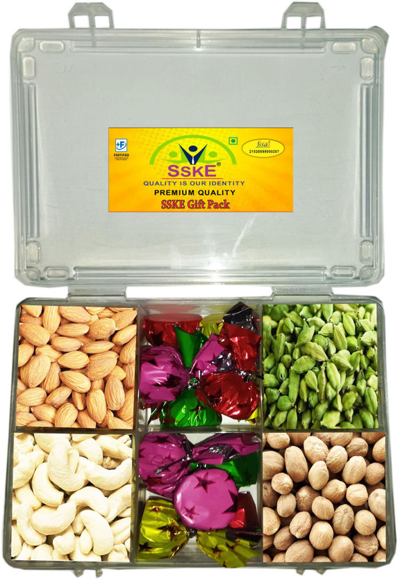 SSKE Gift Pack (Chocolate 10 Pcs / Mixed Dry Fruits 100g) / Spices 100g) Combo(310 g)