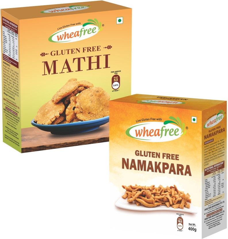 wheafree Gluten Free Namakpara 400g & Gluten Free Mathi 300g Combo Pack Combo(Namakpara: 400g, Mathi: 400g)