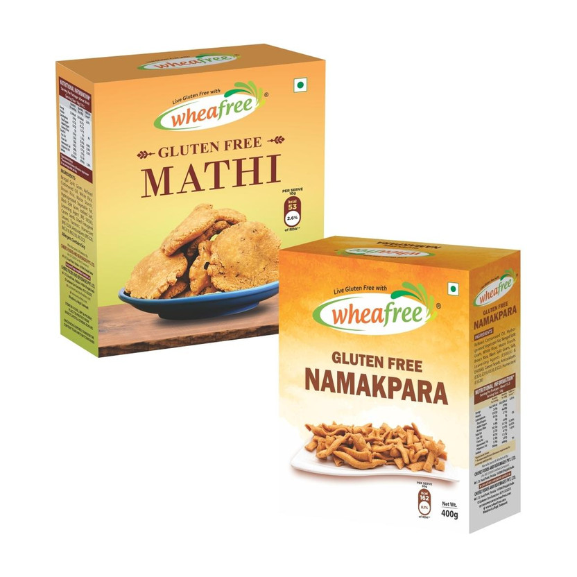 wheafree Gluten Free Namakpara 400g & Gluten Free Mathi 300g Combo Pack Combo(Namakpara: 400g, Mathi: 400g)