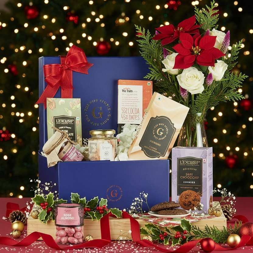The Gift Studio Amour & Indulgence | Luxury Gift Hamper for Couples Combo(Premium Chocolates & Treats | Romantic Gift for Him & Her)