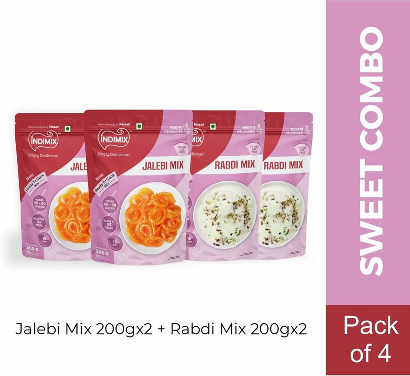 INDIMIX Instant Jalebi & Rabdi Mix Pure Veg, 20Minute Indian Sweet Just Ready In 3 Step 800 g