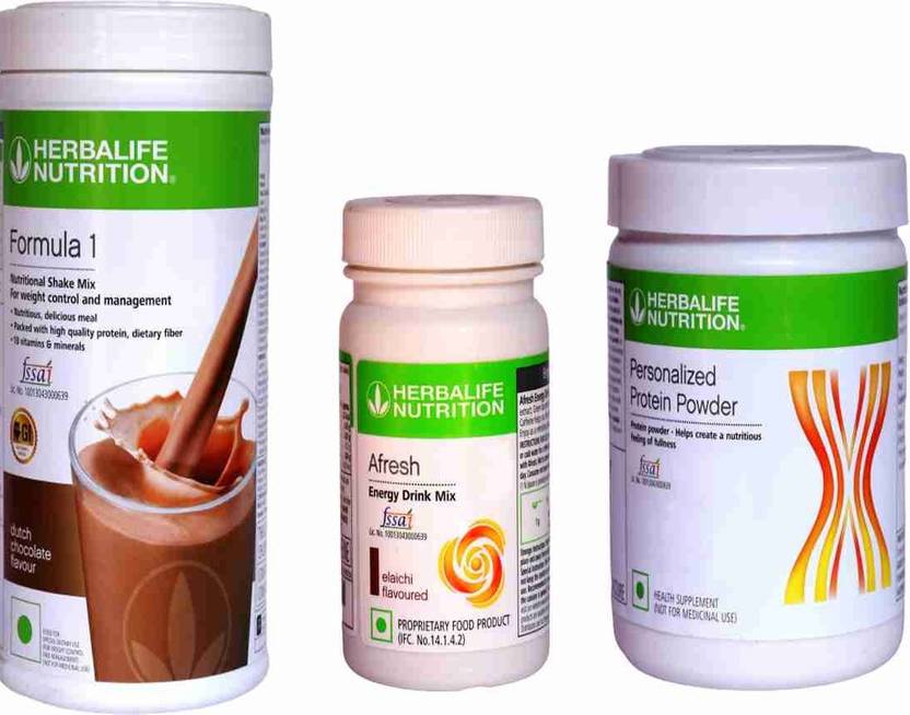 Herbalife Nutrition Herbalife Weight Loss Combo F1 Chocolate 500g, Protein 200g, Afresh Elaichi