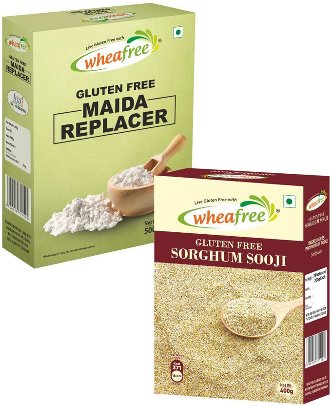 wheafree Gluten Free Sorghum Sooji (400g) & Maida Replacer (500g) Combo Pack Combo(Sorghum Sooji: 400g, Maida Replacer: 500g)