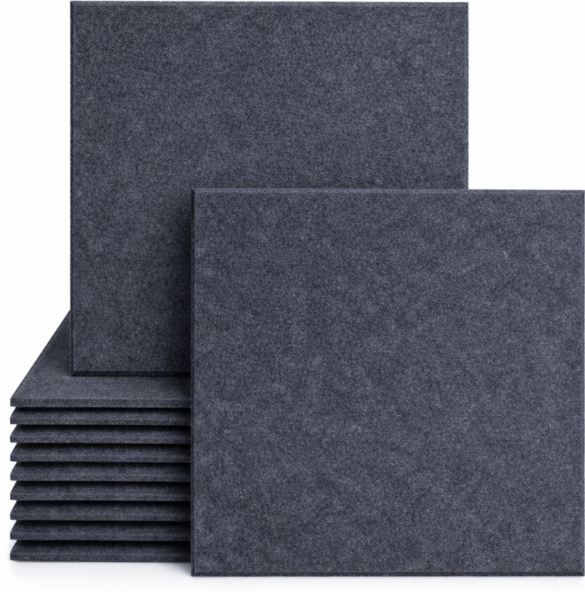 Mocking Bird Acoustic Pet Panels 12 X 12 X 0.5" Soundproofing Foam for Wall Absorbing Panels Thick Sustainable PET Felt Panels for Echo Reduction & Sound Absorption(Grey)