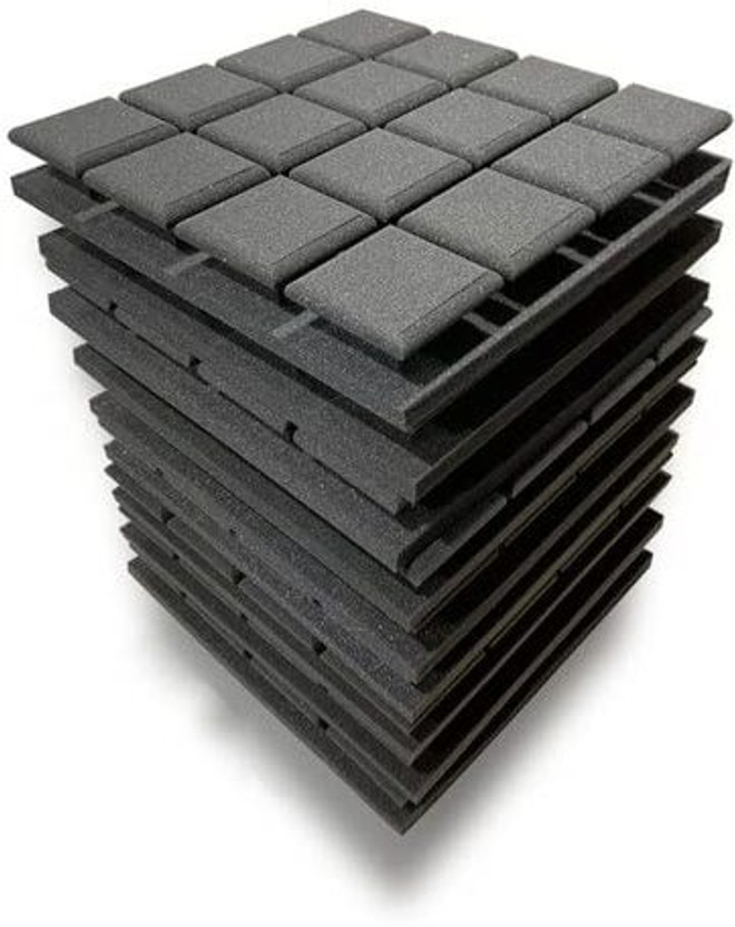 IMAGINEA Acoustic Turbo Foam Panels, 2" X 12" X 12" Mushroom Studio Turbo Tiles Panels Turbo Soundproof Sound Insulation Absorbing, Mushroom Design (6 Pack)(Black)