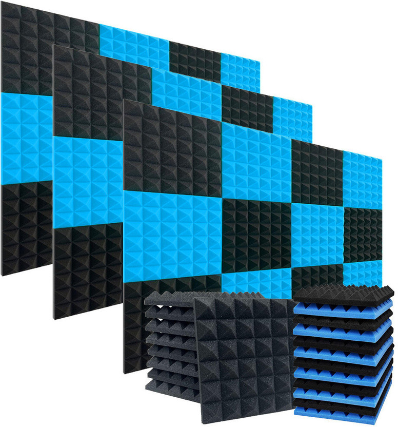 DawnRays Foam Pyramid Wall(36 Panels Blue, Black)