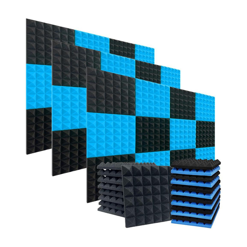 DawnRays Foam Pyramid Wall(36 Panels Blue, Black)