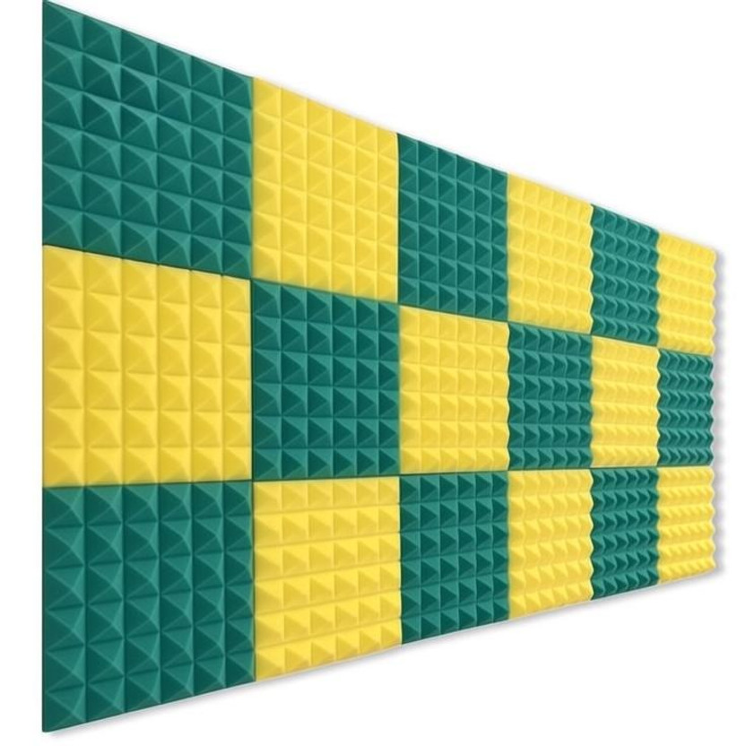 YGM Acoustic Foams Foam Pyramid Wall(18 Panels Green, Yellow)