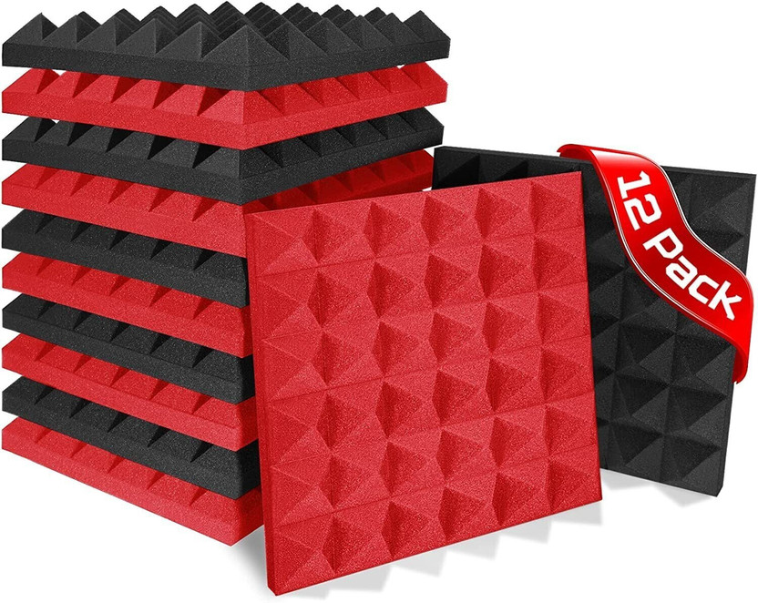 TechBlaze Foam Pyramid Wall(12 Panels Black, Red)