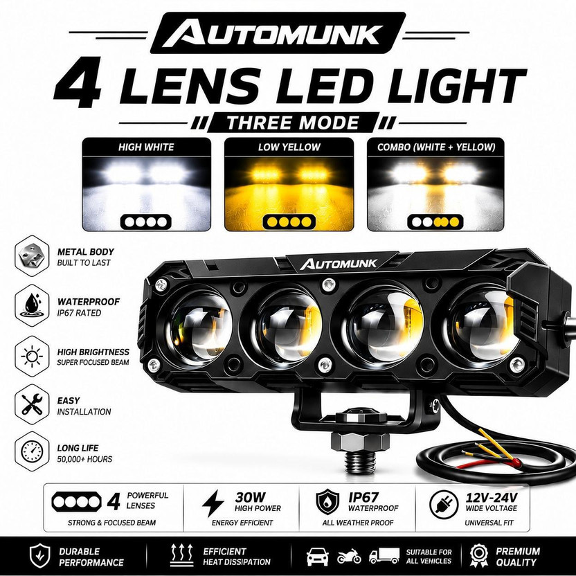 automunk LED Fog Lamp Unit for Universal For Car Universal For Car