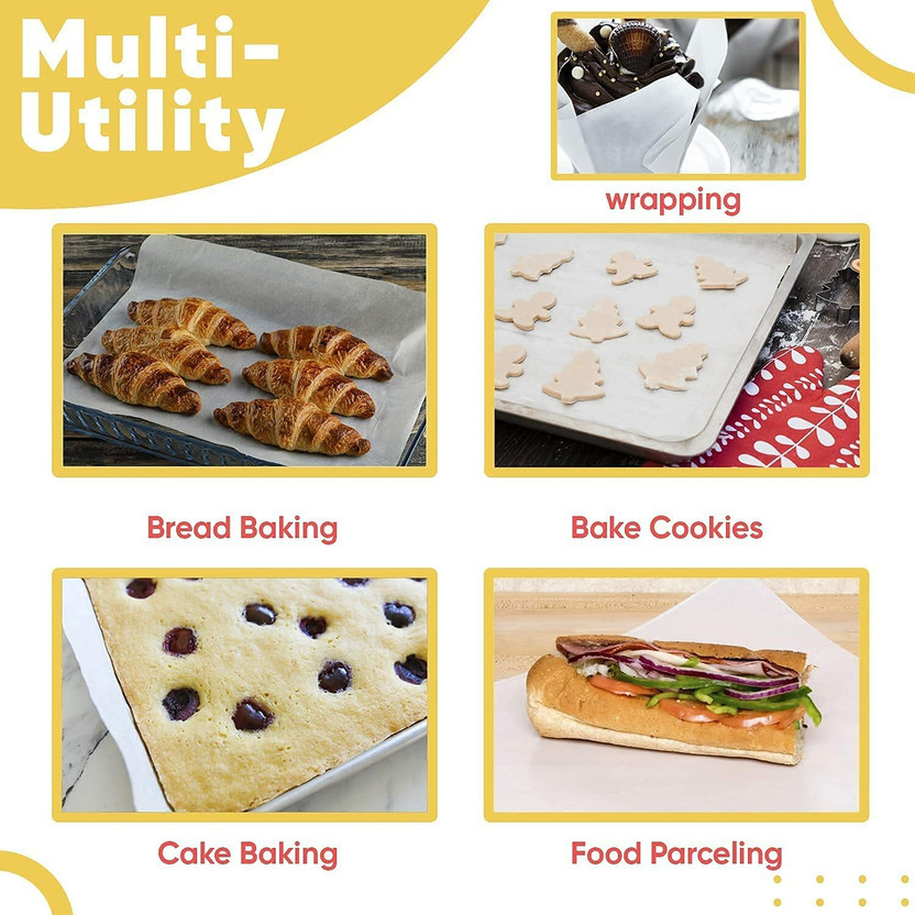 GrahLogy Food Wrapping Butter Paper A4 Size Sheet for Cooking, Sandwich, Roti, Cake Parchment Paper(Pack of 300, 0.3 m)